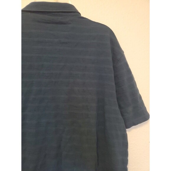John Varvatos USA Mens Large Green Cotton Polo Shirt Stripes Made in Peru Flawed - Picture 14 of 16